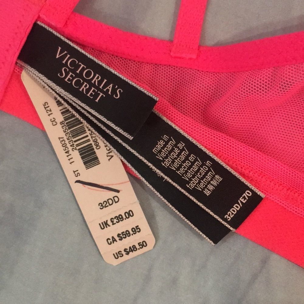 NWT Victoria’s Secret High Neck Neon Pink Lace Bra - Picture 7 of 8